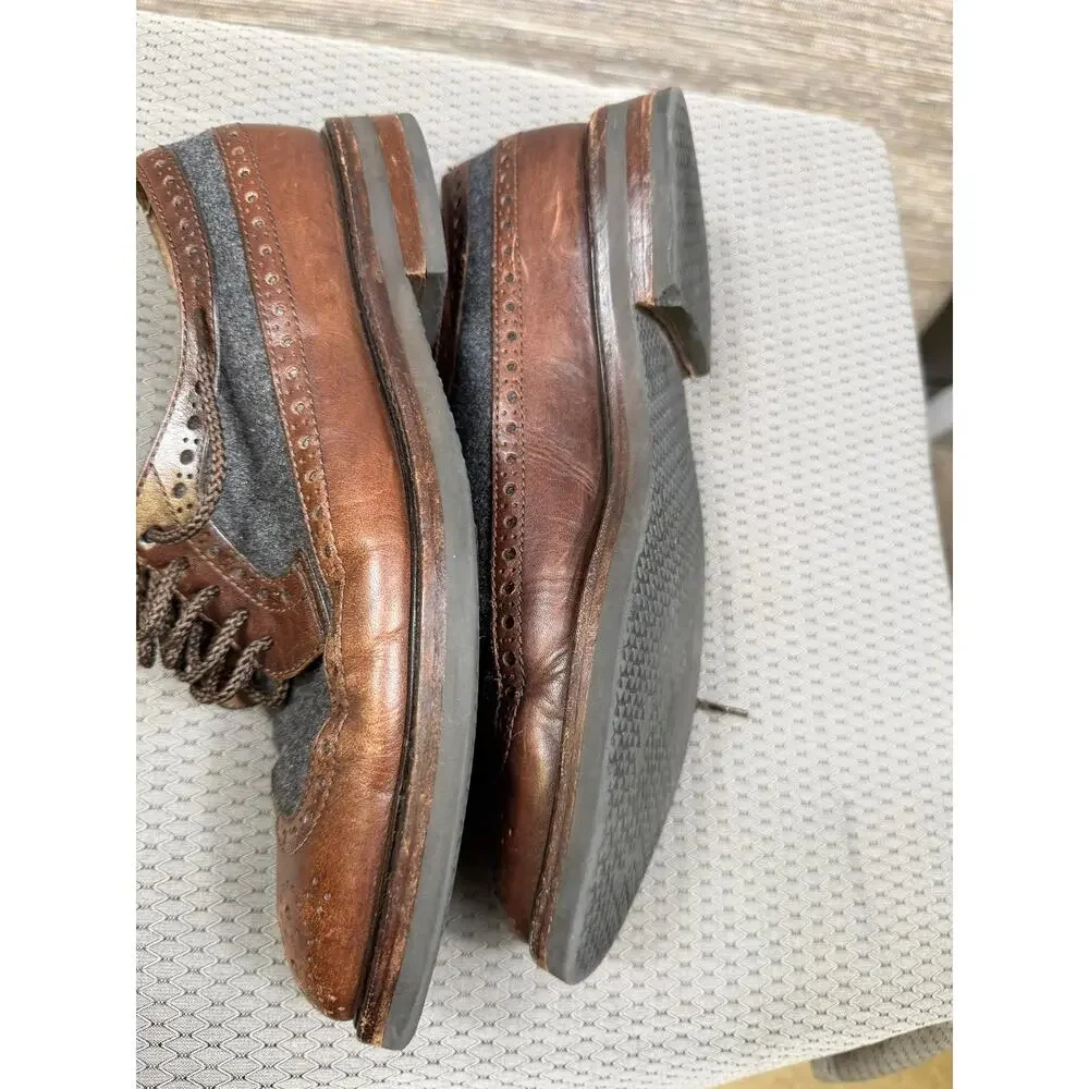 Brunello Cucinelli Shoes Mens Size 9 Brown Leather Wingtip Brogue Oxford Italy
